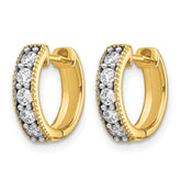 10k Yellow Gold Diamond Milgrain Hinged Hoop Earrings
